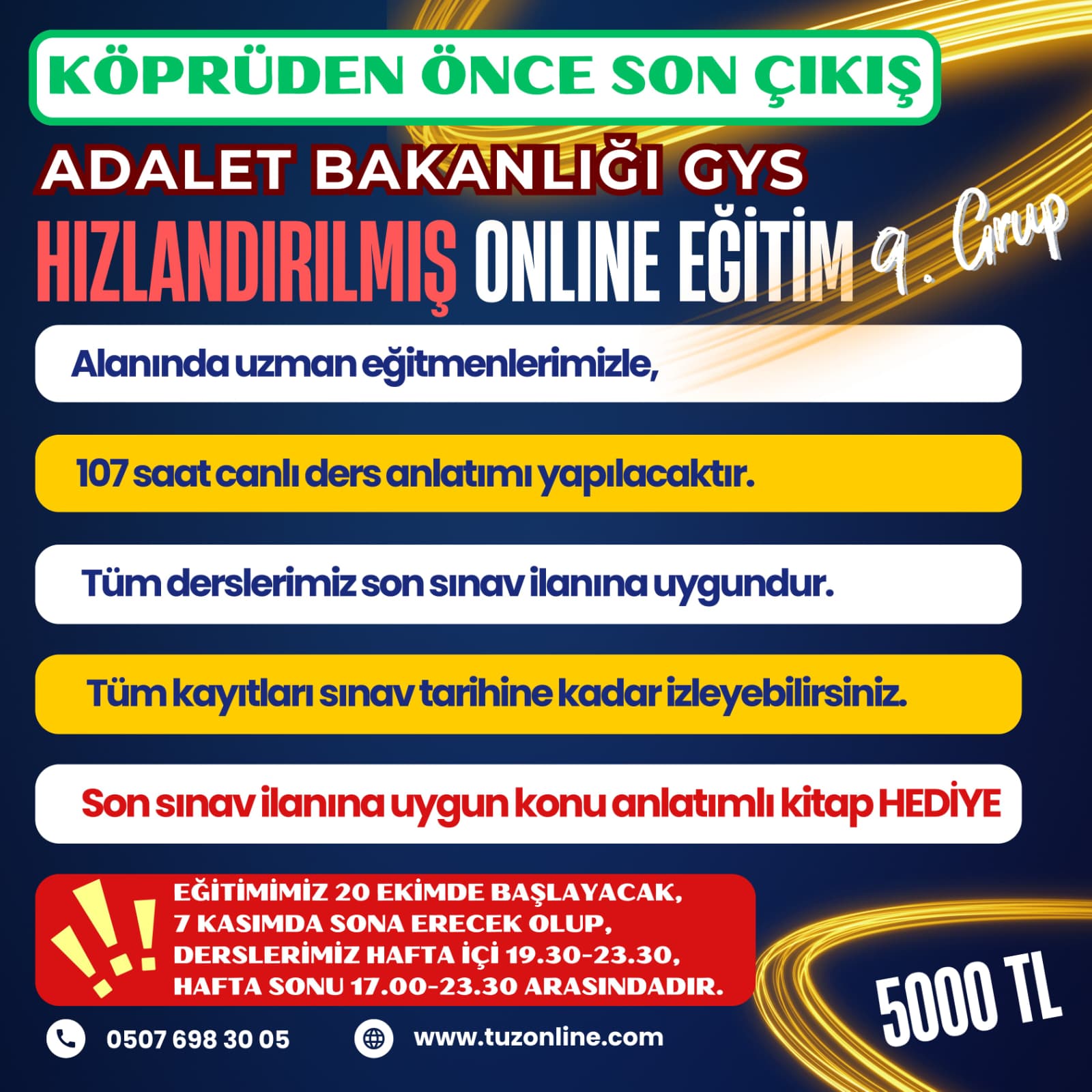 Adalet Bakanlığı GYS 9. Grup Hızlandırılmış Online Eğitim Konu Anlatımlı Kitap Hediye